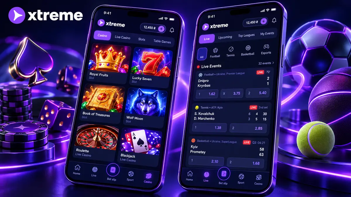 Xtreme casino mobile version with sports and casino sections