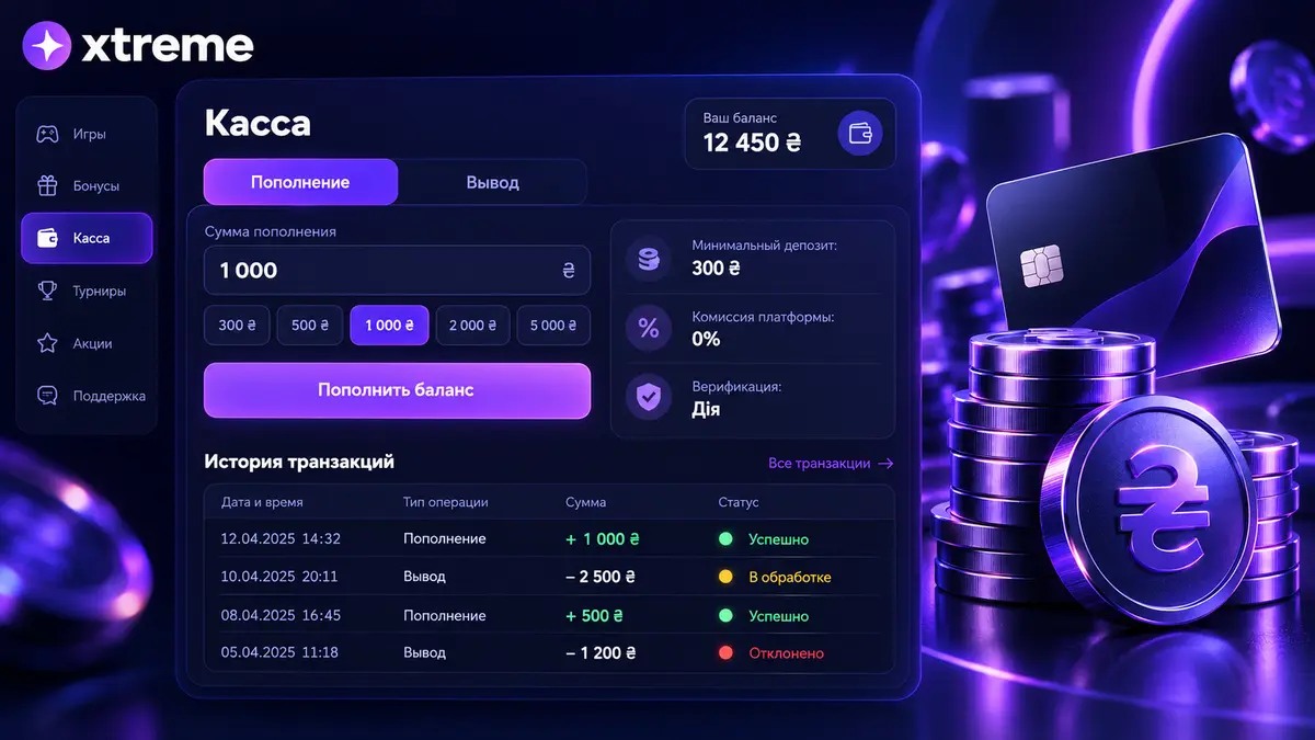 Касса экстрим casino со списком методов пополнения и лимитами