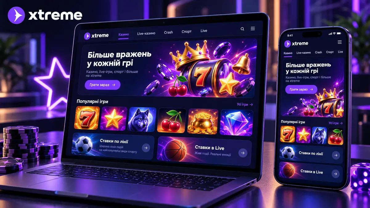 Платформа екстрім казино з розділами казино та ставок